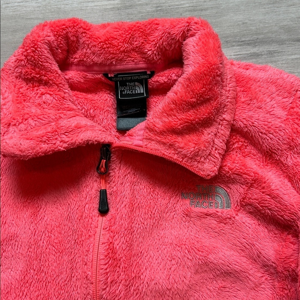 The North Face neon pink fuzzy zip up jacket size small - Picture 4 of 9